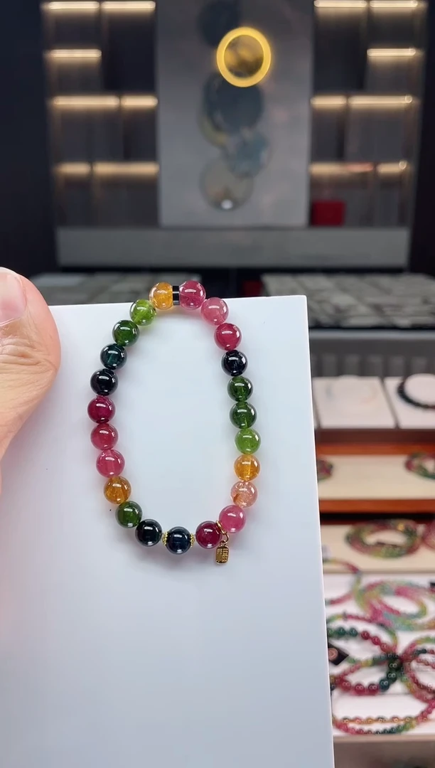 未镶嵌老矿碧玺单圈手串8mm+碧玺（多样性发一条）Q