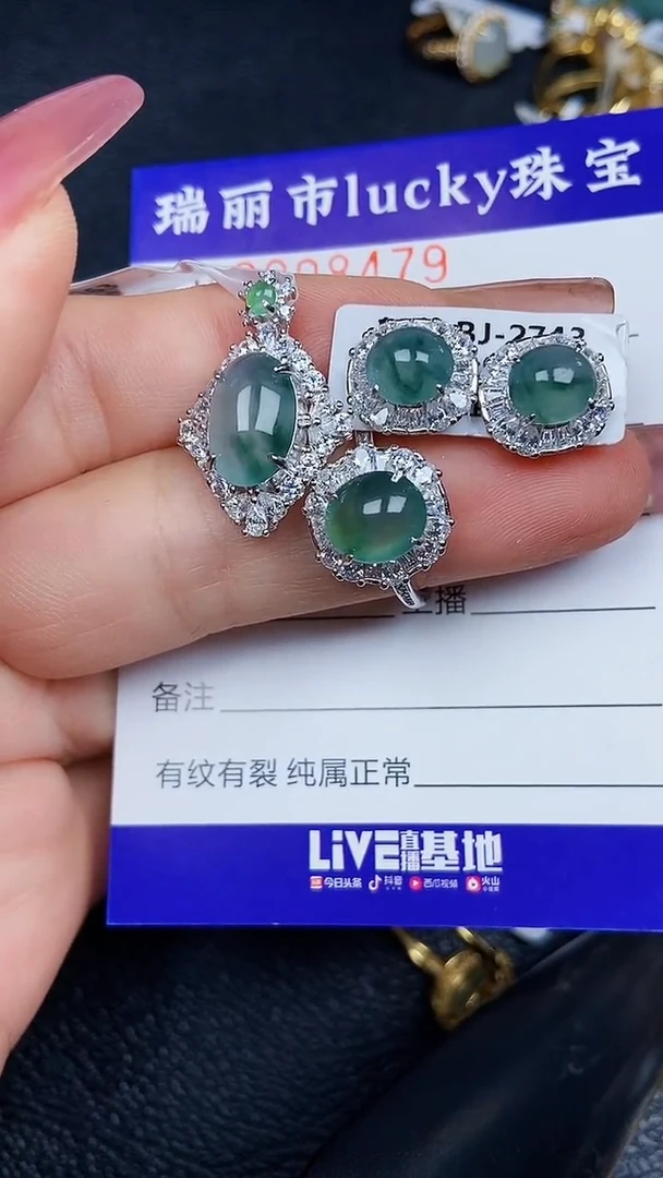 颈饰银S925镶嵌翡翠8479