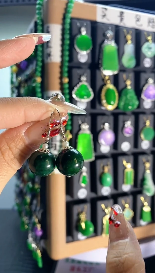 【闪购商品】翡翠耳饰银S925镶嵌02...