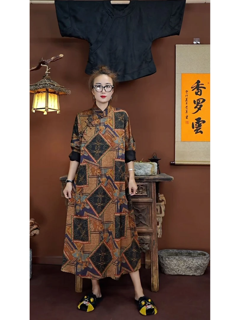 新中式6A级真丝复古 桑蚕丝香罗云香云纱156