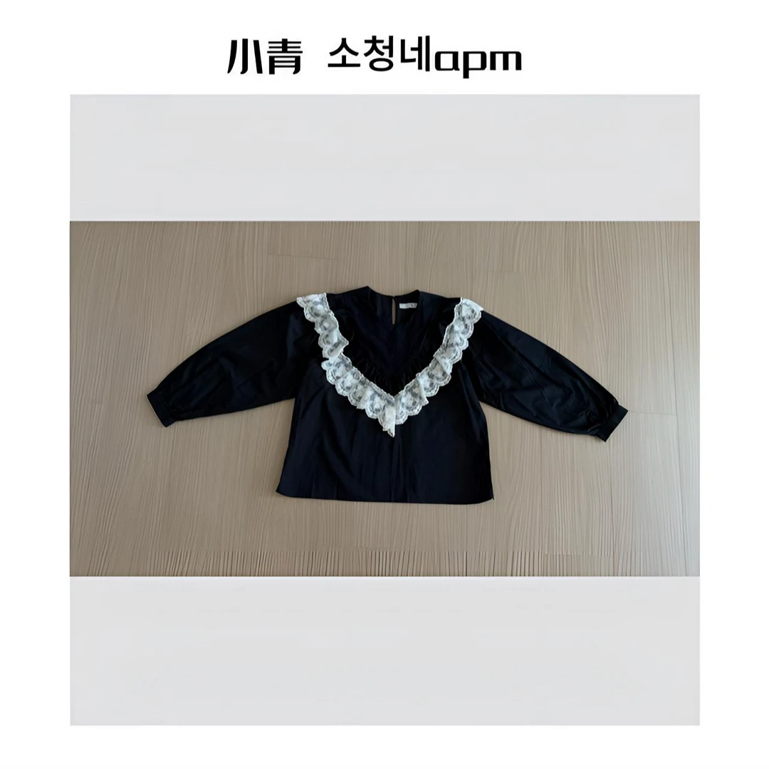 韩国东大门 OgI/爱心蕾丝领衬衫