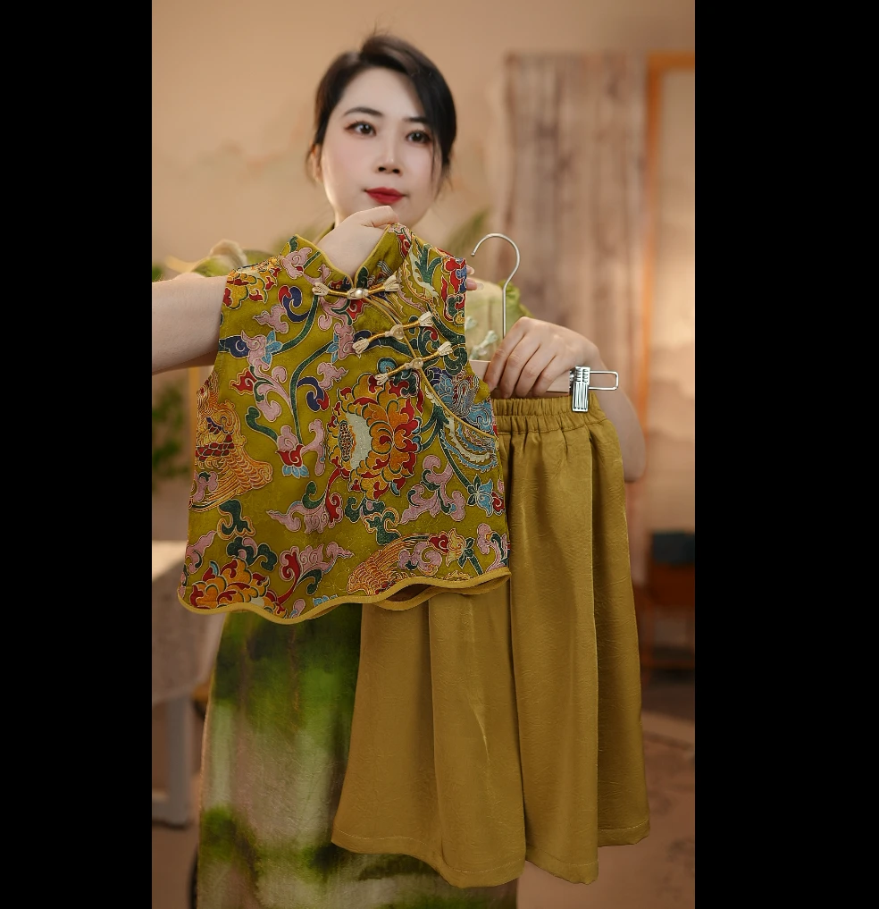 H如意套装#女孩夏季新品新中式国风两件套女童国风套装