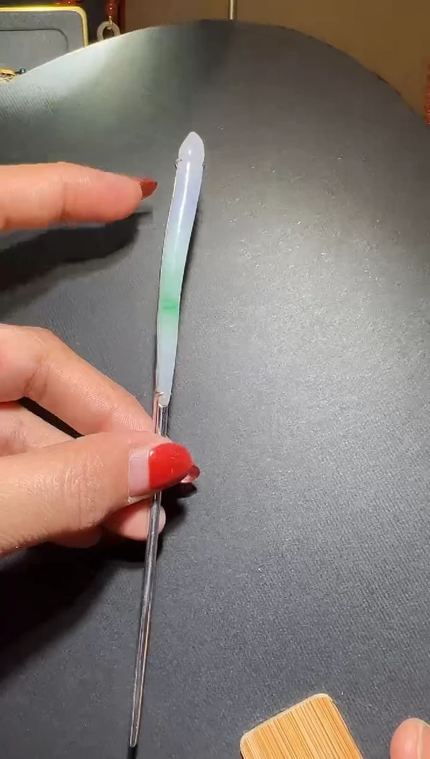 颈饰银S925镶嵌翡翠翡翠毛笔发簪