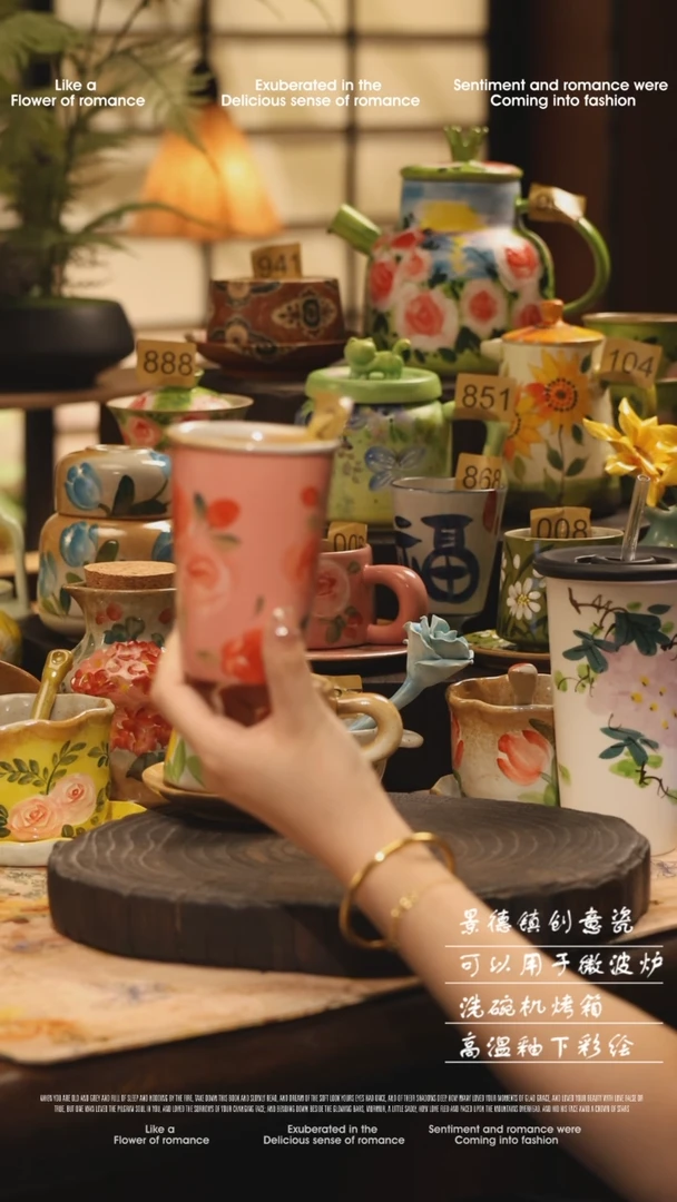 陶瓷景德镇高温手绘釉下彩设计师款式