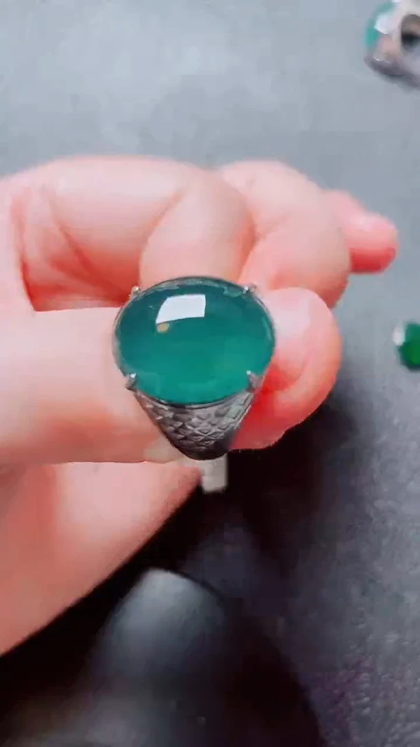 银S925镶嵌戒指翡翠翡翠