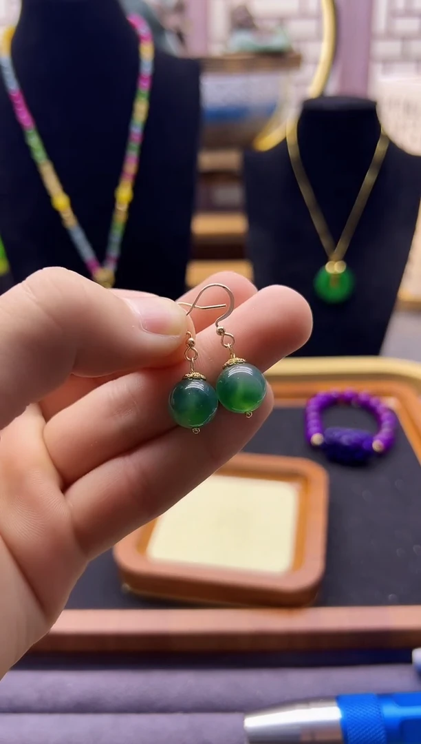 【闪购商品】翡翠耳饰14K金镶嵌E363