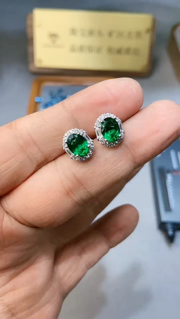 【闪购商品】透辉石耳饰银S925镶嵌1564