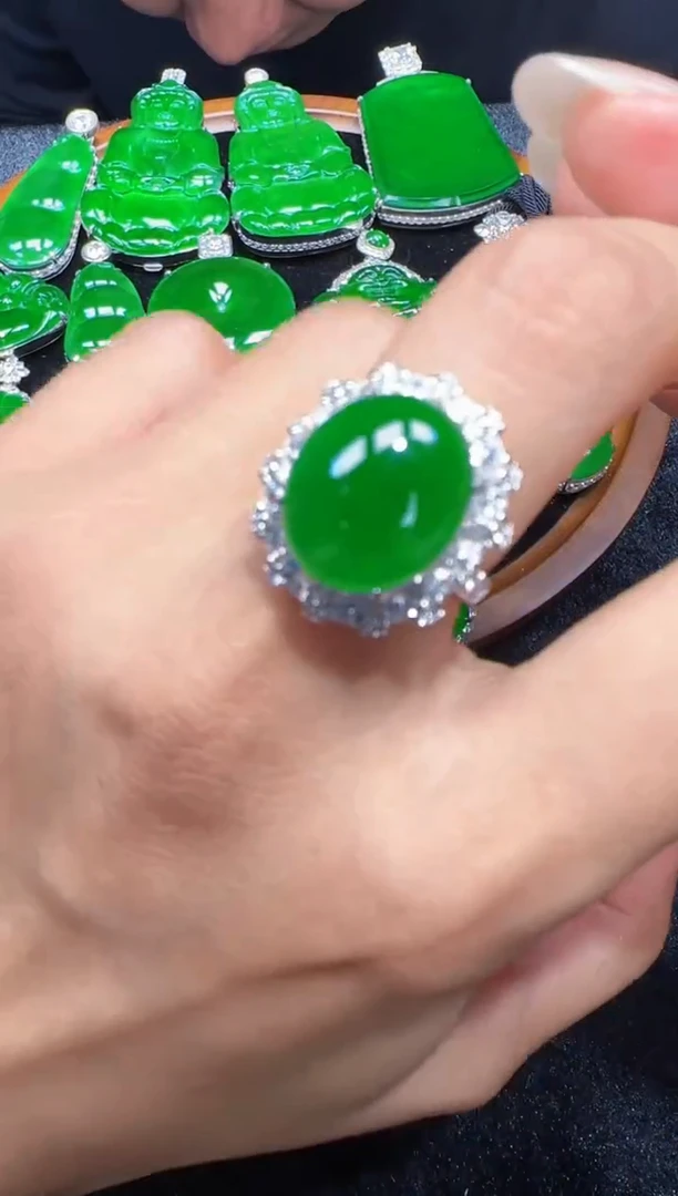 未镶嵌定制翡翠翡翠戒指98