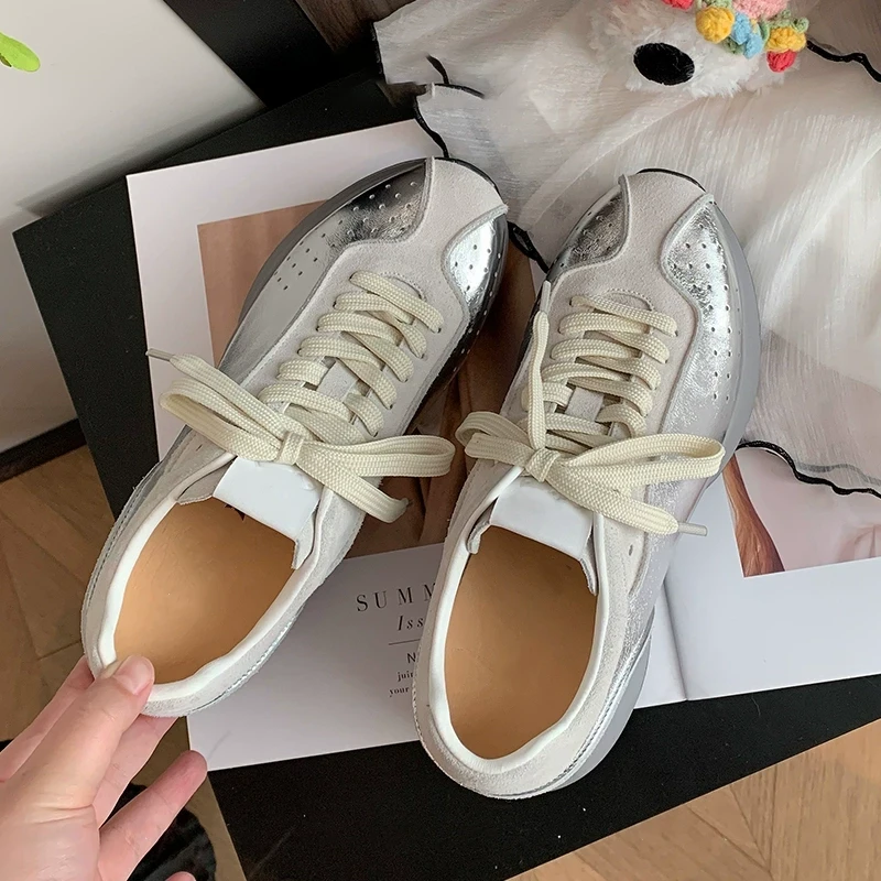 【周大米 】内增高德训鞋小个子隐形厚底运动休闲老爹鞋女