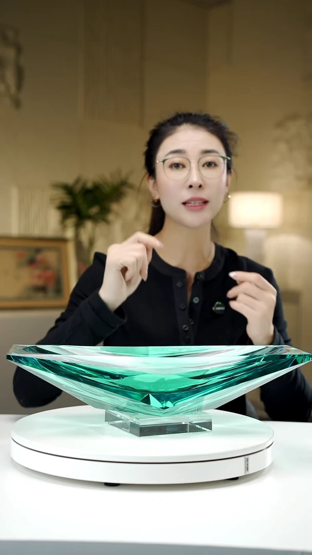 琉璃湖水蓝船型果碗