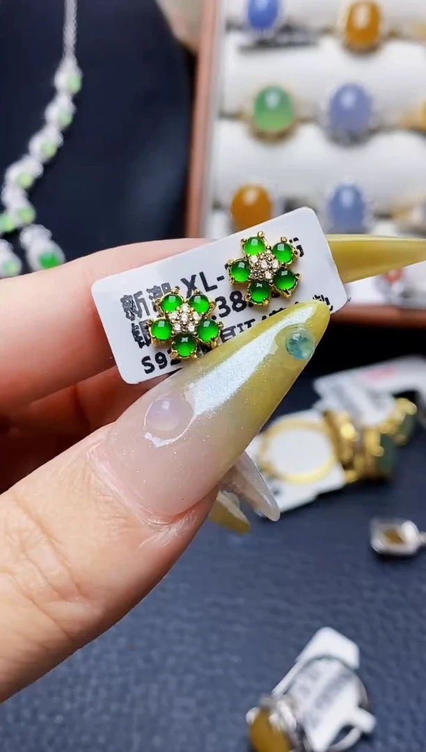银S925镶嵌戒指翡翠8378