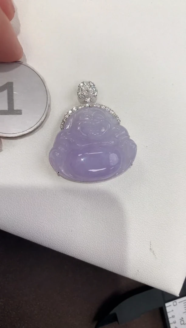 颈饰18K金镶嵌翡翠天然缅甸a货翡翠