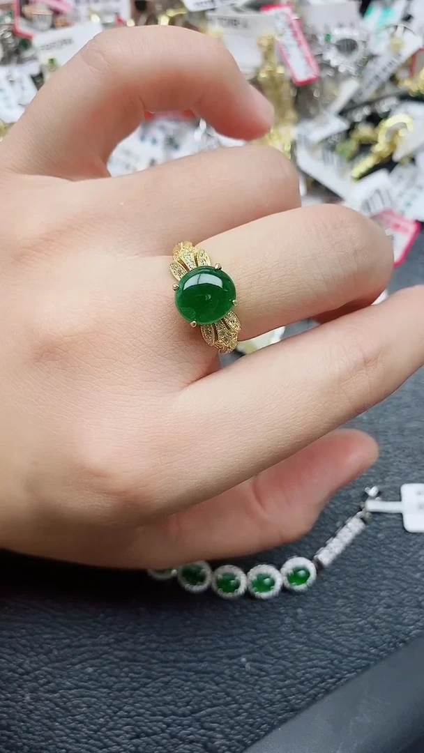 银S925镶嵌戒指翡翠1