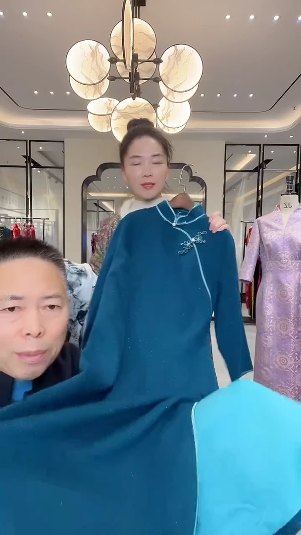 蓝色时装旗袍 699 l码