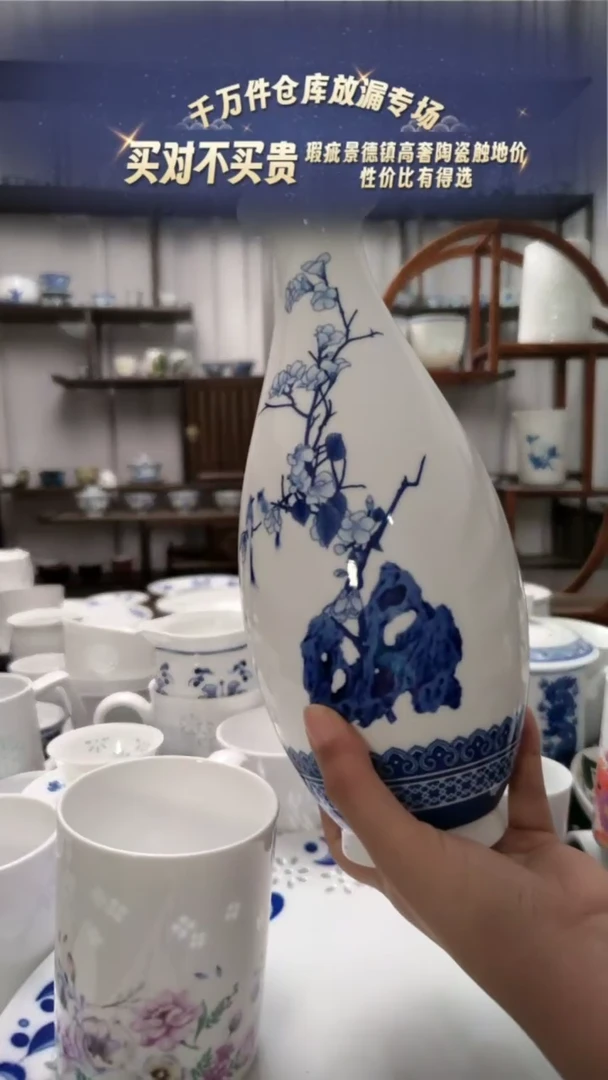 【闪购商品】瓷青花玉兰瓶一个景德镇
