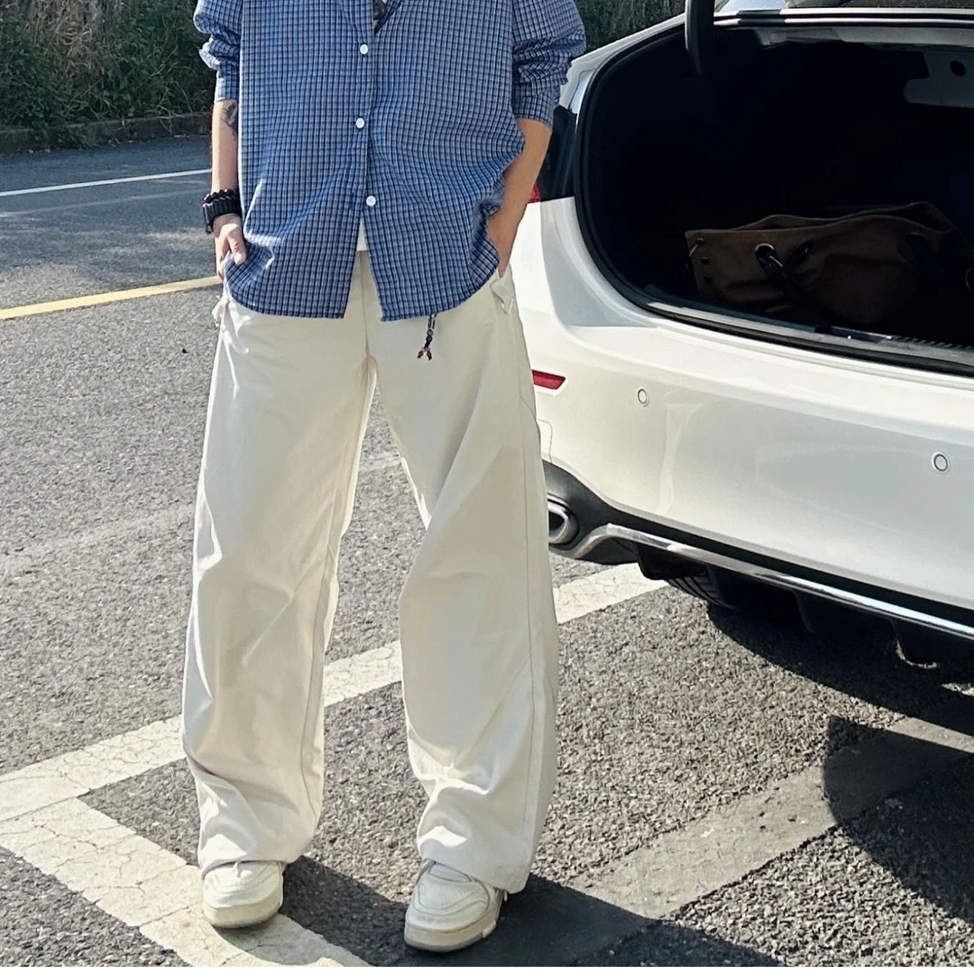【工装伞兵】美式褶皱工装伞兵裤男女同款夏季直筒设计感冲锋裤K369