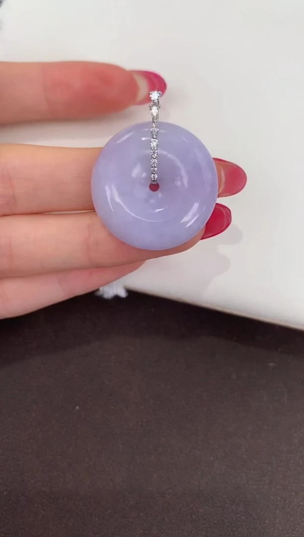 颈饰18K金镶嵌翡翠天然缅甸a货翡翠