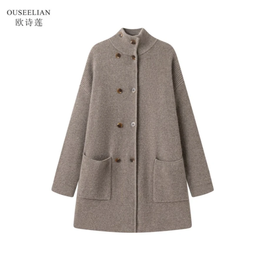 【欧诗莲】≈730g原生态牦牛绒不染色~精品奢感~针织开衫9801