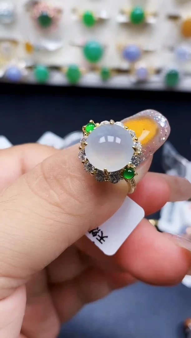 银S925镶嵌戒指翡翠9060
