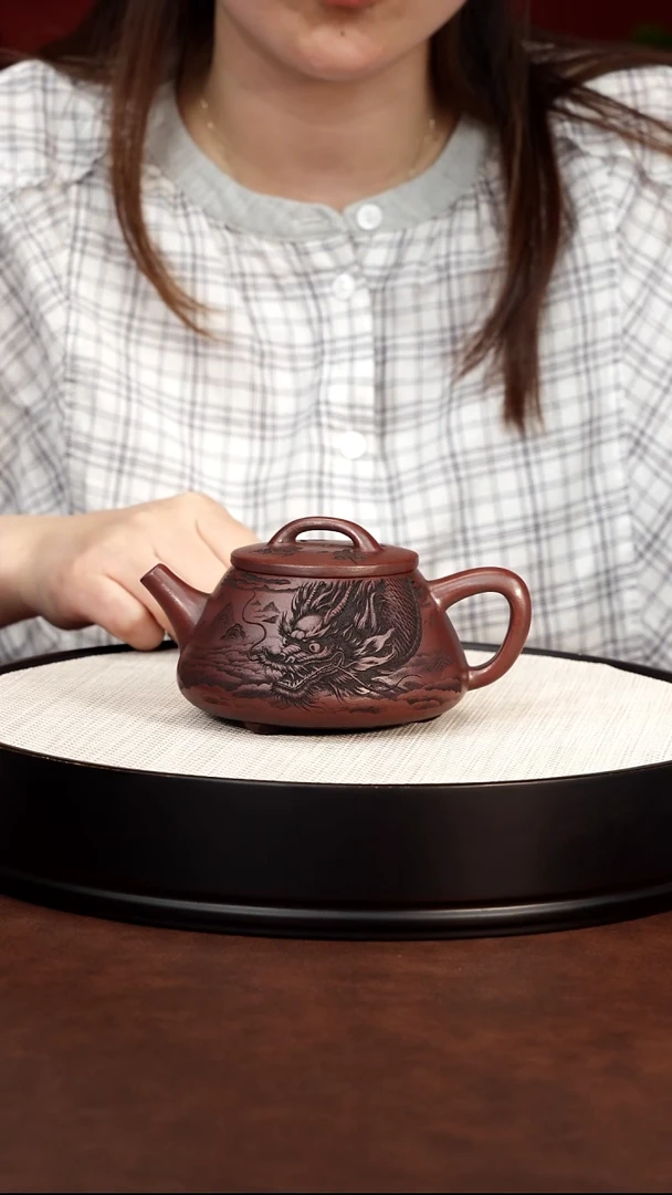 茶壶紫砂石红 瓦瓢