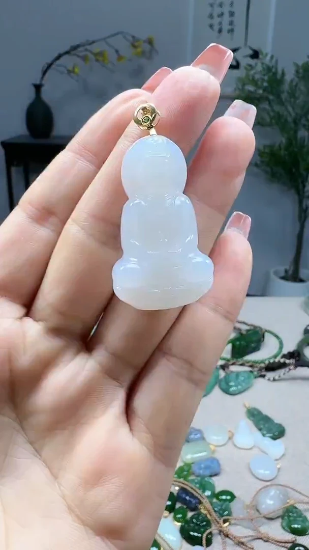 吊坠(不含链)18K金镶嵌和田玉1