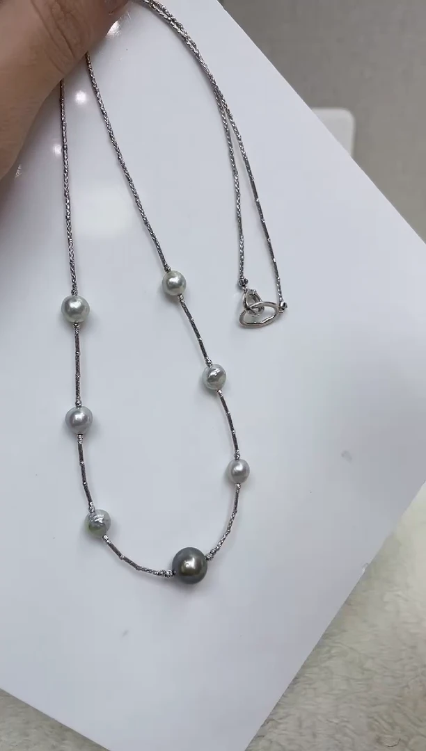 颈饰银S925镶嵌海水珍珠