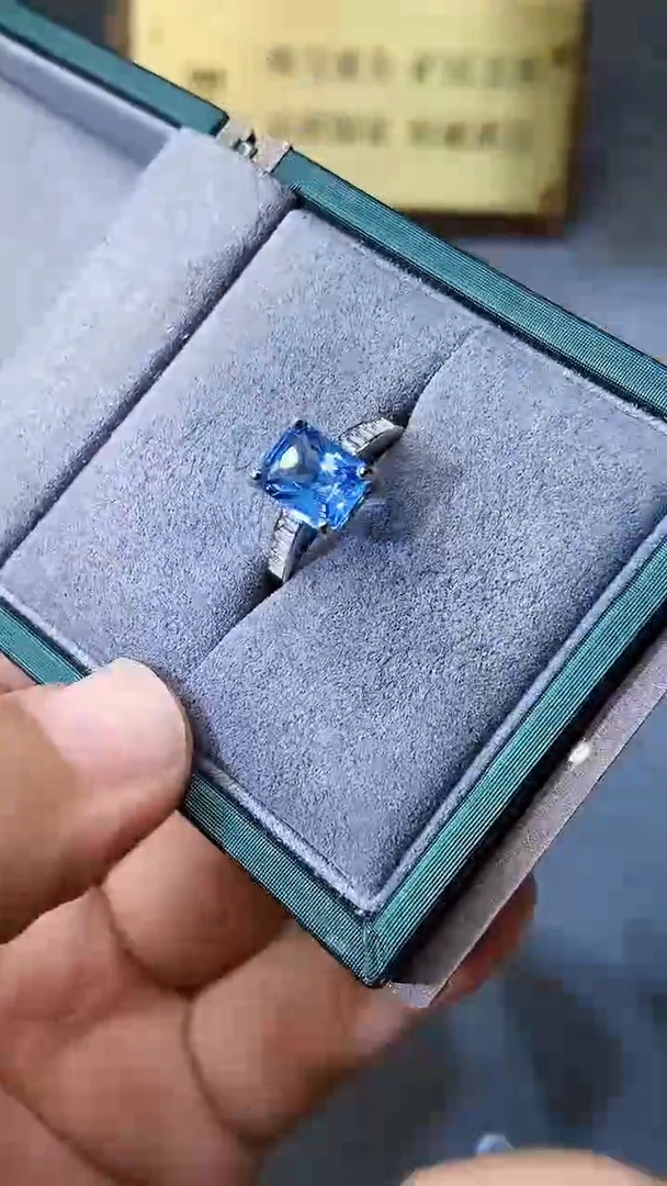 【闪购商品】海蓝宝石戒指银S925镶嵌354