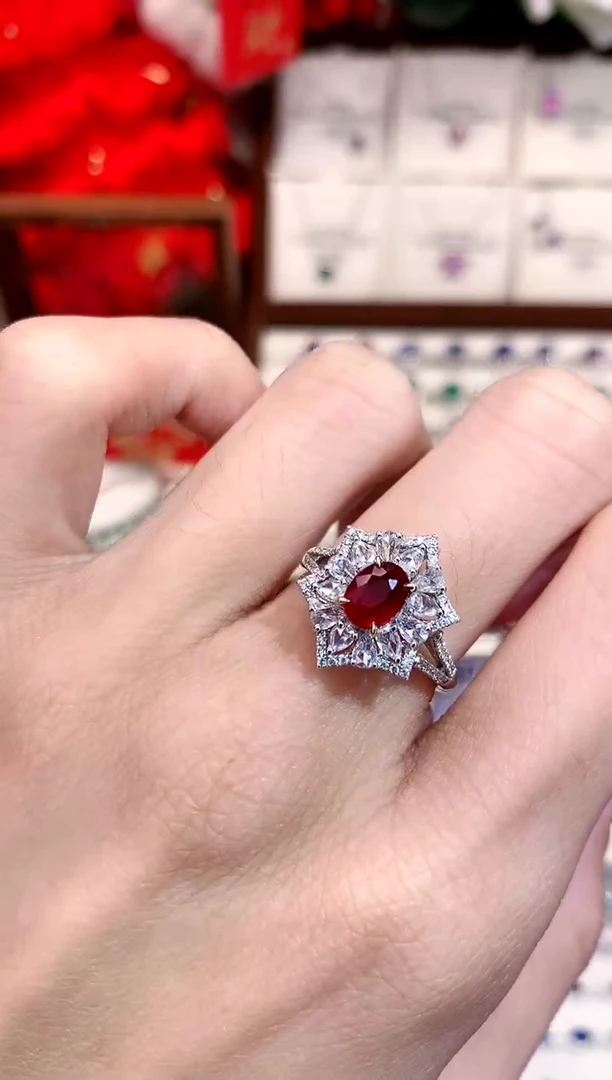 【闪购商品】红宝石戒指18K金镶嵌1.16ct/天然宝石/七天无理由