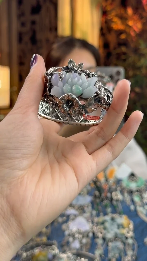 银S925镶嵌手镯翡翠手镯