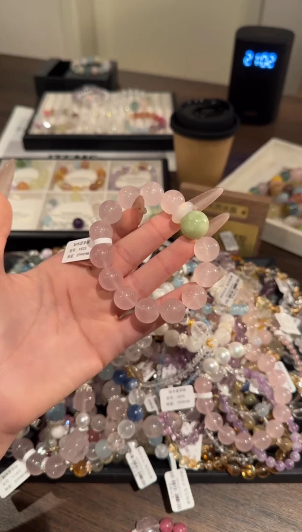 水晶手链合金粉水晶x828