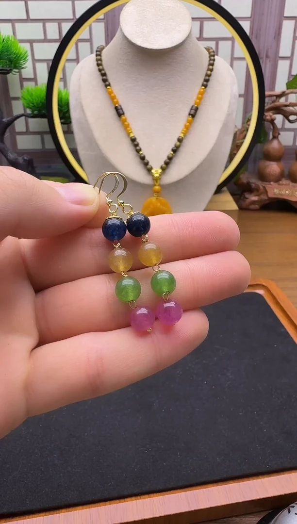 14K金镶嵌耳饰碧玺E152