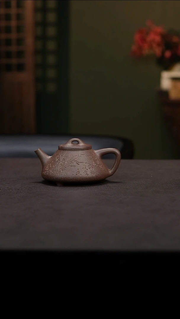 茶壶紫砂壶*刻绘鲨鱼皮子冶140cc左右