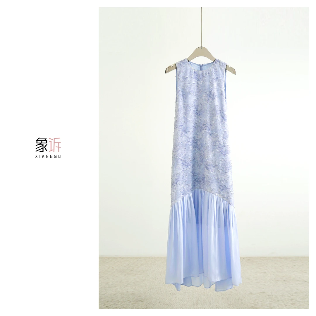 【象诉XIANGSU】春夏新款气质剪花流光纱拼接女士连衣裙25052012099