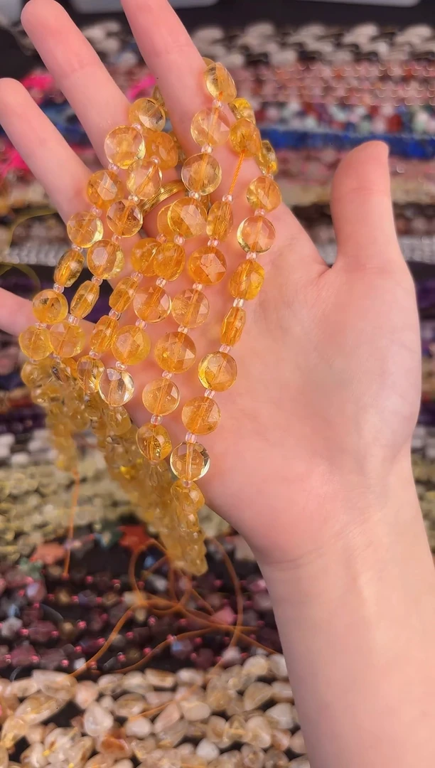 玛瑙/玉髓合金珠宝半成品黄水晶圆饼