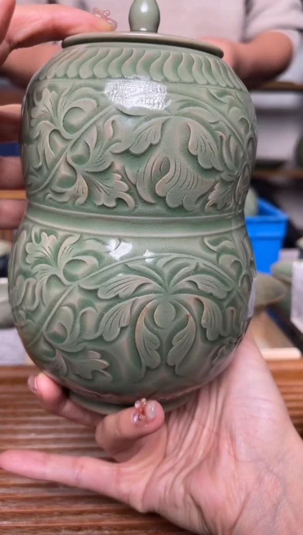【闪购商品】其他314纯手工秘色葫芦茶叶罐