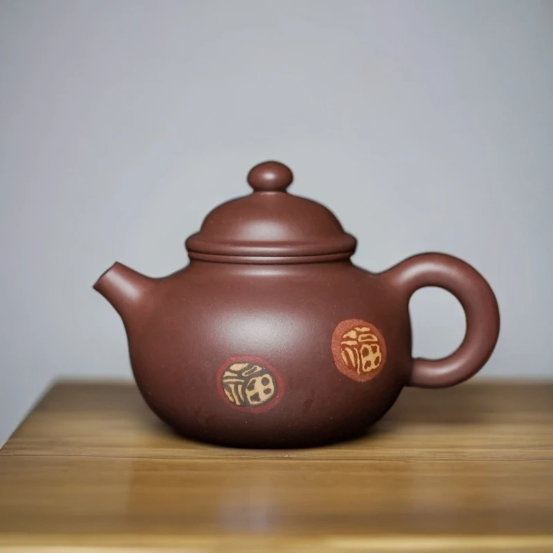 ZYX-0005【有容乃大】张艺馨 手工150cc吕氏紫泥绞泥宜兴紫砂茶壶