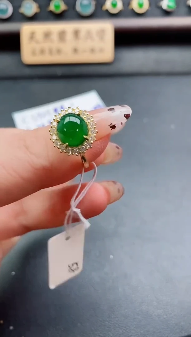 银S925镶嵌戒指翡翠1