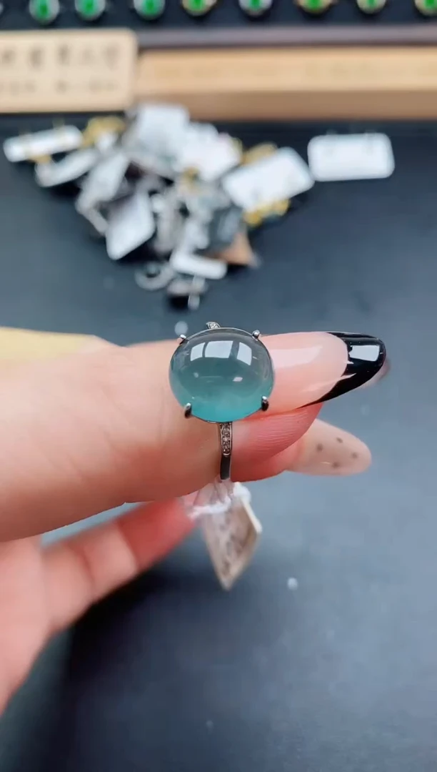 银S925镶嵌戒指翡翠1