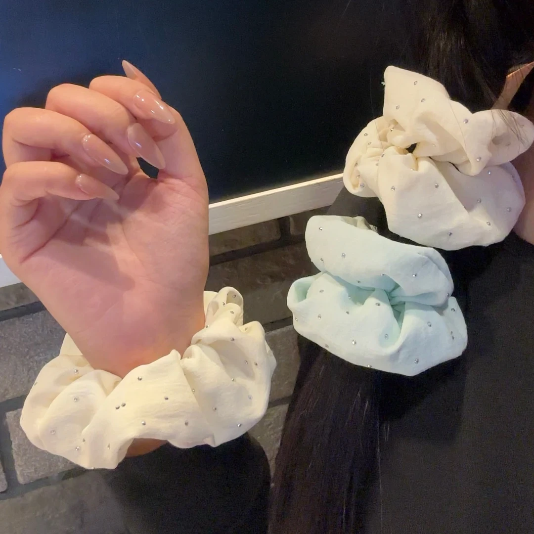 韩系温柔蓝绿色大肠发圈薄荷曼波发饰新款真丝头绳百搭气质发绳