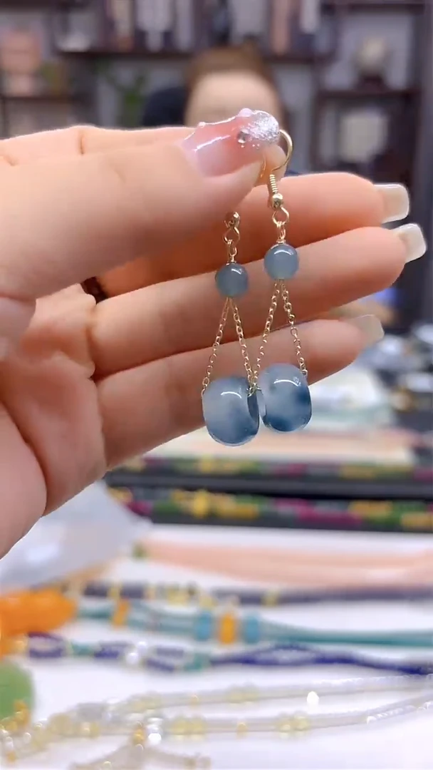 翡翠14K金镶嵌耳饰DIY款E764