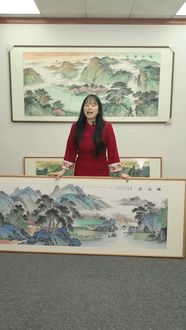 国画雅居图210*80手绘作品