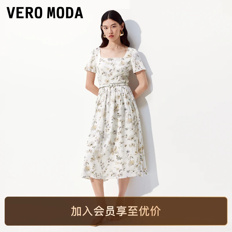 Vero Moda连衣裙含再生纤维素度假风长裙洋气小众老钱风高级感女