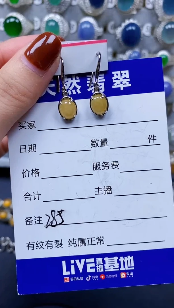 翡翠银S925镶嵌耳饰285