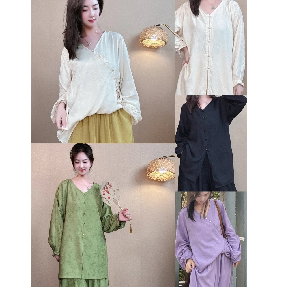 【上衣合集】夏季棉绸新中式斜襟开衫上衣家居服原创设计纽扣国风女