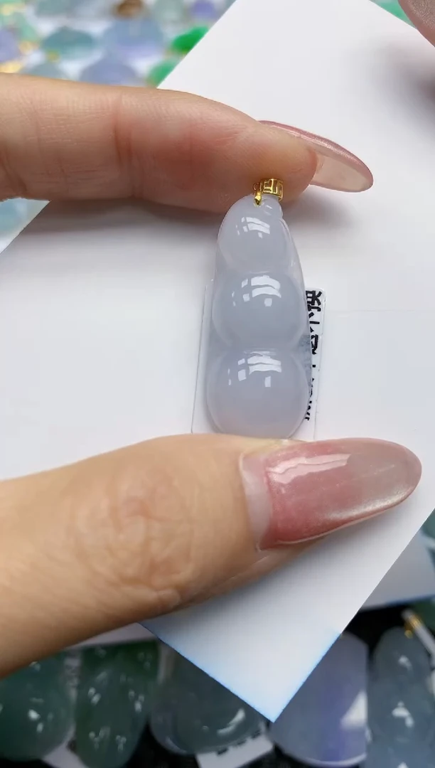【闪购商品】翡翠挂件18K金镶嵌天然翡翠A货