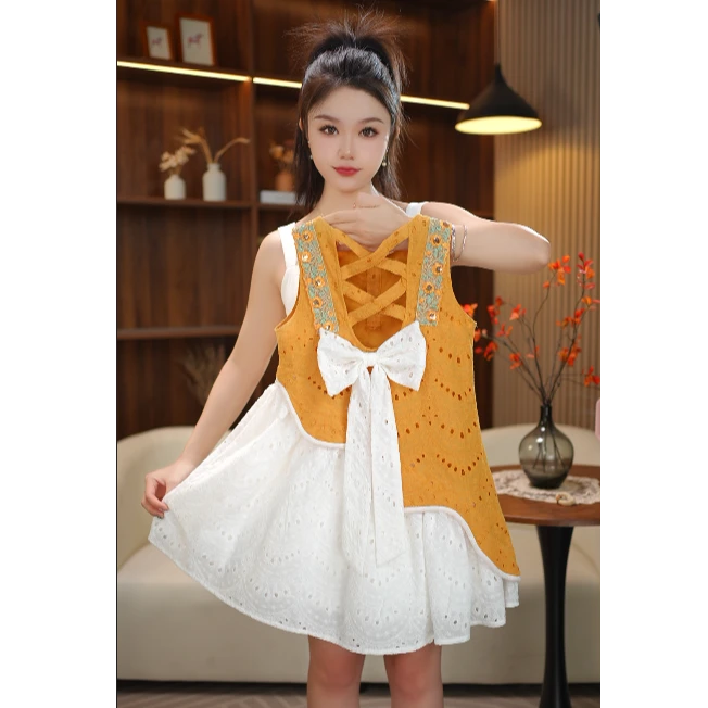AODUOSEN/奥多森高端定制夏季镂空蝴蝶结少女休闲时尚公主裙（新）