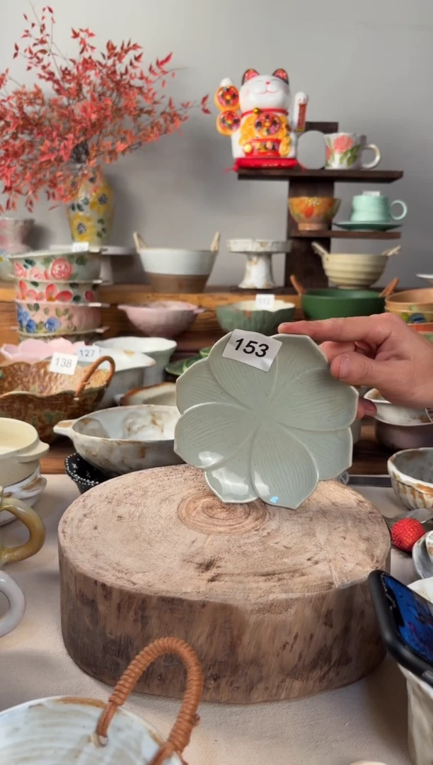 陶瓷153-粗陶莲花碟子