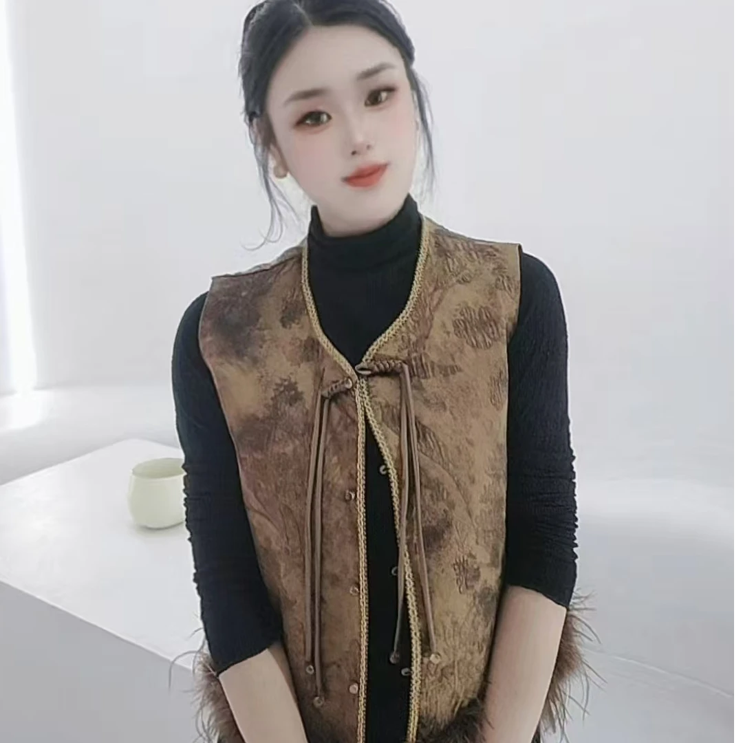 2025气质百搭打底服背心时尚冬季秋冬复古女装女士无袖(薄料)黑色