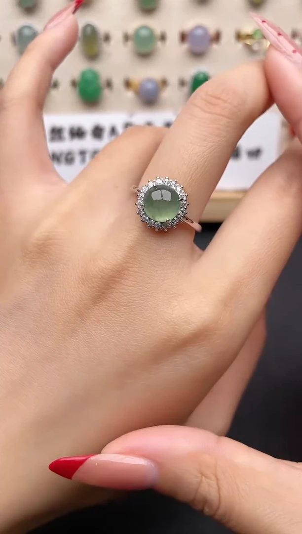 【闪购商品】翡翠戒指银S925镶嵌一物一证一礼盒