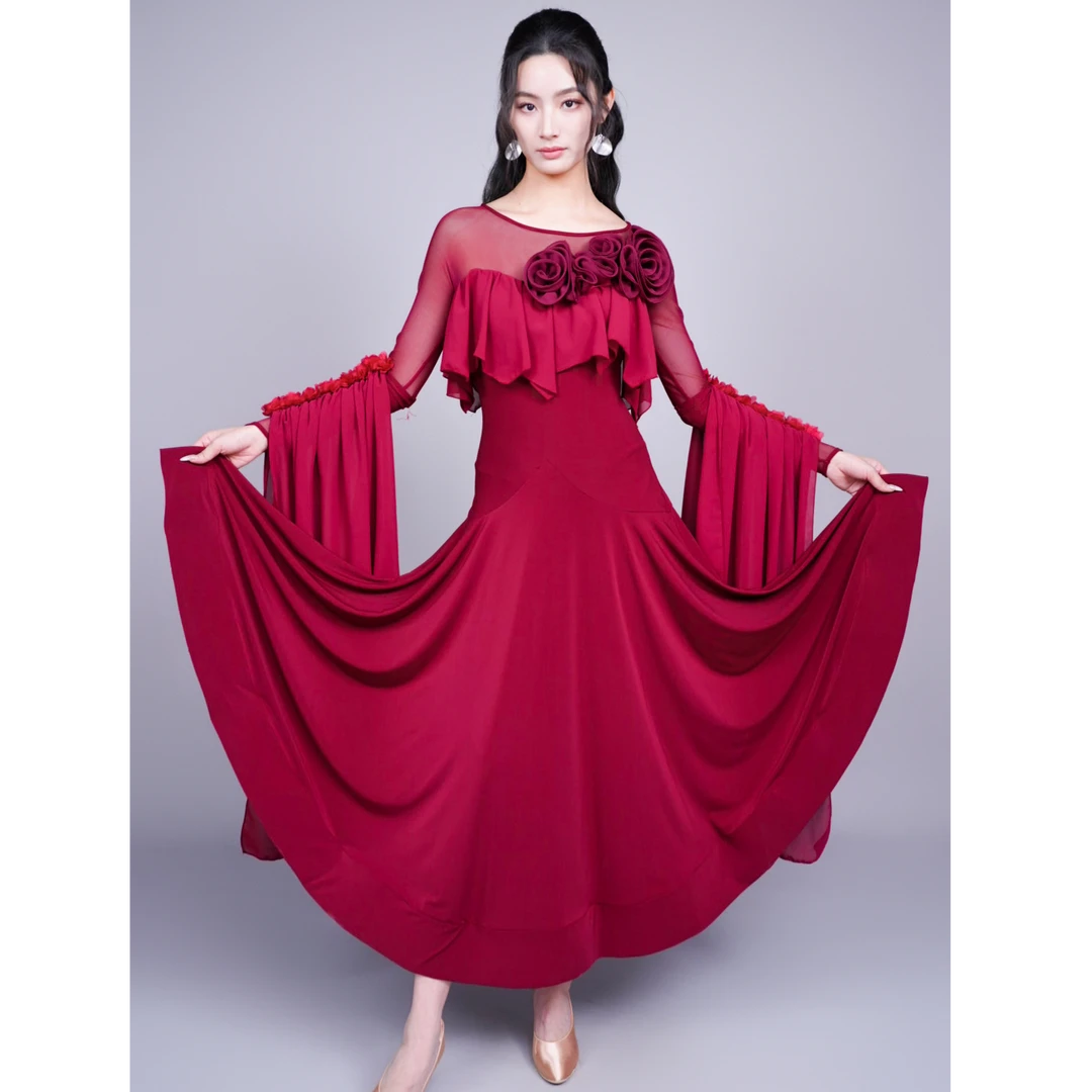 【HF品牌】SQ62女士交谊舞大摆连衣裙摩登舞表演比赛长裙